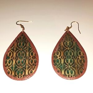 Hand Crafted Wooden Teardrop Earrings